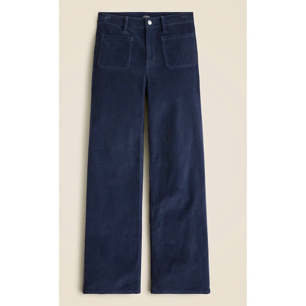 J.Crew‎ Navy Blue Sailor Slim-Wide Pant Stretch Corduroy High Rise PLUS SIZE 36